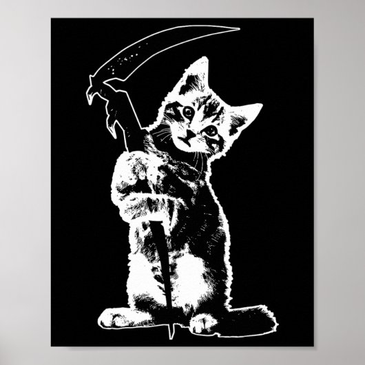 Poster Super mignon Faucheuse Chat Mort Chat Drôle Grim R (Devant)