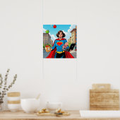 Poster "Super Mom" Retro style bande dessinée (Cuisine)