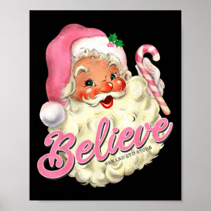 Poster Super Père Noël rose Vintage Croire Noël