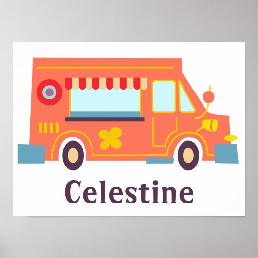 Poster Super plaisir orange rouge camionnette fleurs (Devant)