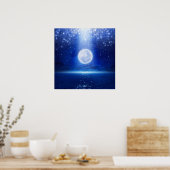 Poster Super pleine lune vue mer (Cuisine)