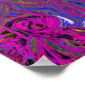 Poster Super psychédélique Magenta Retro Liquide Swirl (Coin)