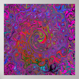Poster Super psychédélique Magenta Retro Liquide Swirl