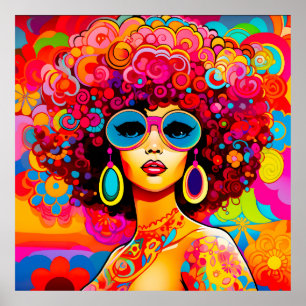 Poster Super Retro Chic Afro Floral Pop Art