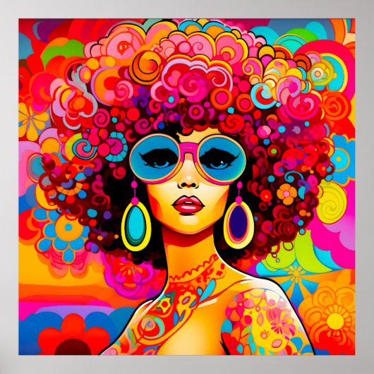 Poster Super Retro Chic Afro Floral Pop Art (Devant)