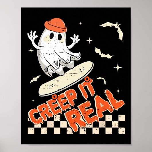 Poster Super Retro Ghost Halloween Creep It Real Boys Sk (Devant)