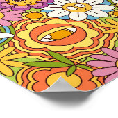 Poster Super Retro Psychedelic Motif de jardin de fleurs (Coin)
