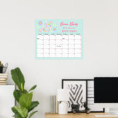 Poster Super Retro suppose le calendrier des dates d'éché (Bureau à domicile)