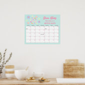 Poster Super Retro suppose le calendrier des dates d'éché (Cuisine)