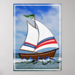 Poster Super Sailboat on the High Seas