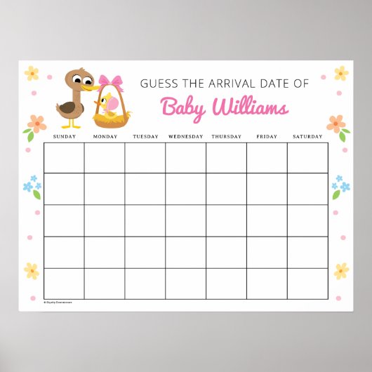 Poster Super simple | 5 Petits canards Baby shower fille (Devant)