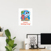 Poster Super simple | Finny Shark Confetti Anniversaire (Bureau à domicile)
