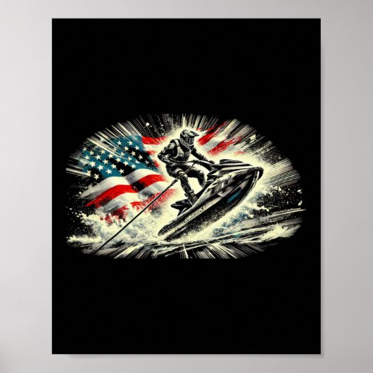 Poster Super Ski pour hommes femmes skieurs drapeau améri (Devant)