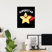 Poster Super Star Funny Astronomy Pun Dark BG (Bureau à domicile)