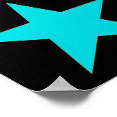 Poster Super Star Turquoise Yellow Swirls Stars Motif (Coin)