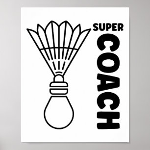 Poster Super Trainer Badminton Sport Simple Badminton Coa