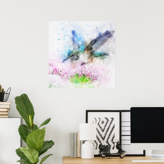 Poster Superbe aquarelle de colibri (Bureau à domicile)