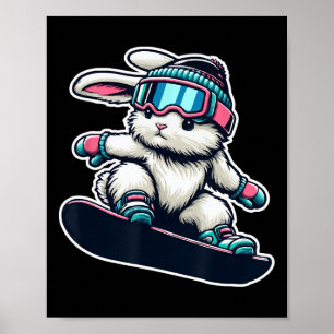Poster Superbe Bunny Faire Du Snowboard Trick Kids East