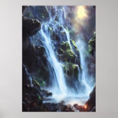 Poster Superbe cascade dans la forêt | Art AI (Devant)