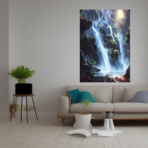 Poster Superbe cascade dans la forêt   Art AI