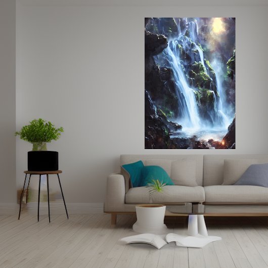 Poster Superbe cascade dans la forêt | Art AI
