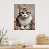 Poster Superbe chat américain à cheveux courts avec Rose (Cuisine)