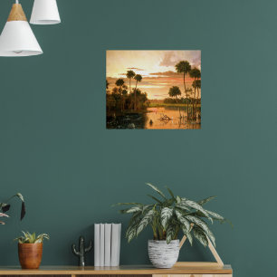 Poster Superbe coucher de soleil en Floride, peinture d'a