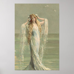 Poster Superbe déesse de la mer Vintage