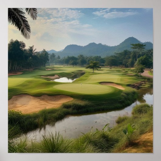 Poster Superbe empreinte du paysage du terrain de golf (Devant)