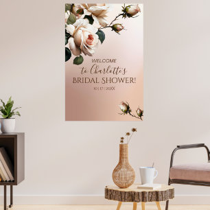 Poster Superbe Fête des mariées Rose beige Bleu Accueil