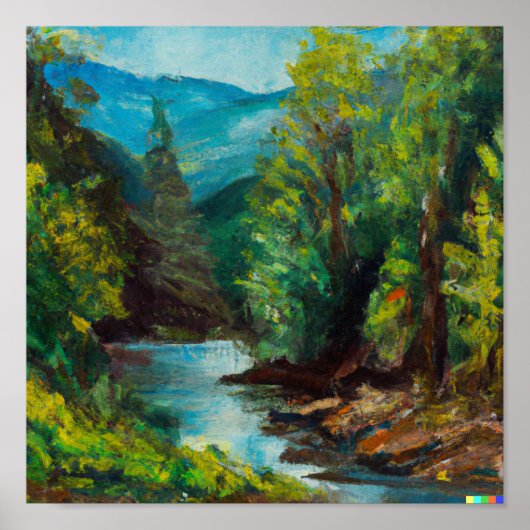 Poster Superbe Flux, Aquarelle, Forêt, Mur de galerie, (Devant)