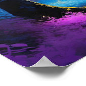 Poster Superbe forêt mystérieuse bleu jaune et violet (Coin)