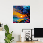 Poster Superbe lever de soleil sur l'étang (Bureau à domicile)