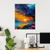 Poster Superbe lever de soleil sur l'étang (Bureau à domicile)