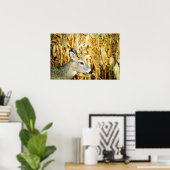 Poster Superbe peinture à l'aquarelle de cerf blanc (Bureau à domicile)