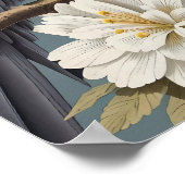 Poster Superbe Perroquet Gray Africain Avec Élégantes Flo (Coin)