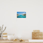 Poster Superbe plage tropicale Bleue avec des huttes de c (Cuisine)