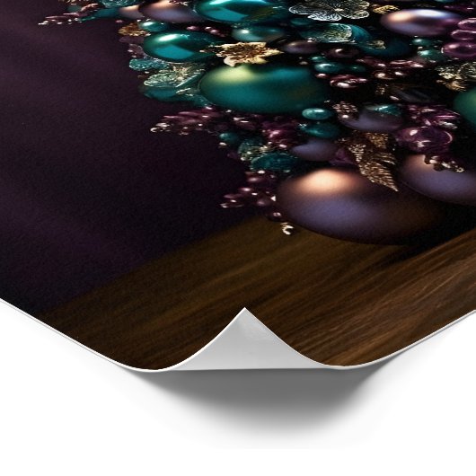 Poster Superbe sapin de Noël Turquoise et violet (Coin)
