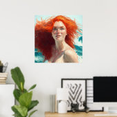 Poster Superbe Tête de Rouge émergente de l'eau (Bureau à domicile)