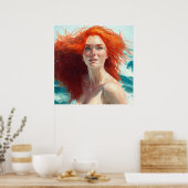 Poster Superbe Tête de Rouge émergente de l'eau (Cuisine)