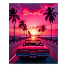 Superbe Voiture Palmiers Plage Summer Rose Vue