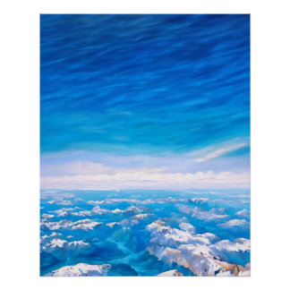Poster Superbe Vue Aérienne Des Montagnes Enneigées