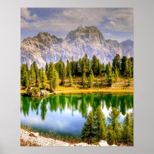 Poster Superbe vue Pittoresque sur les Dolomites en Itali (Devant)