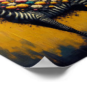 Poster Superbe zèbre et fleurs sur un Arrière - plan jaun (Coin)