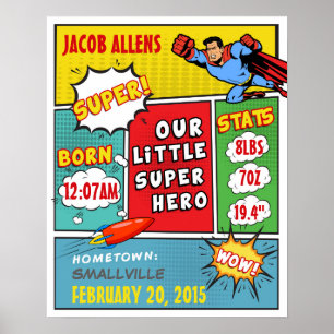 Poster Superhero Faire-part de naissance - Wall Art