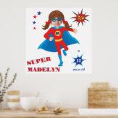 Poster Superhero fille sensationnelle Anniversaire fantas (Cuisine)