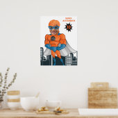 Poster Superhero Muscle Man Orange Plus grand anniversair (Cuisine)