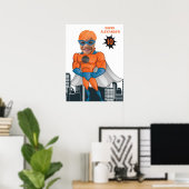 Poster Superhero Muscle Man Orange Plus grand anniversair (Bureau à domicile)