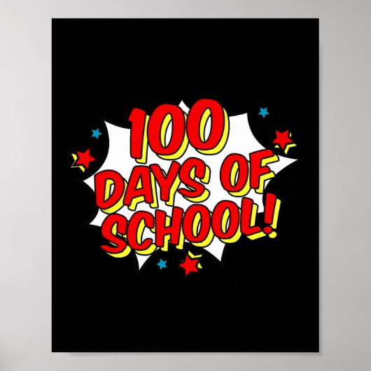 Poster Superhero Style Joyeux 100ème 100 Jours d'école (Devant)