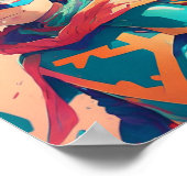 Poster Superhéros de l'Anime bleu et rouge (Coin)